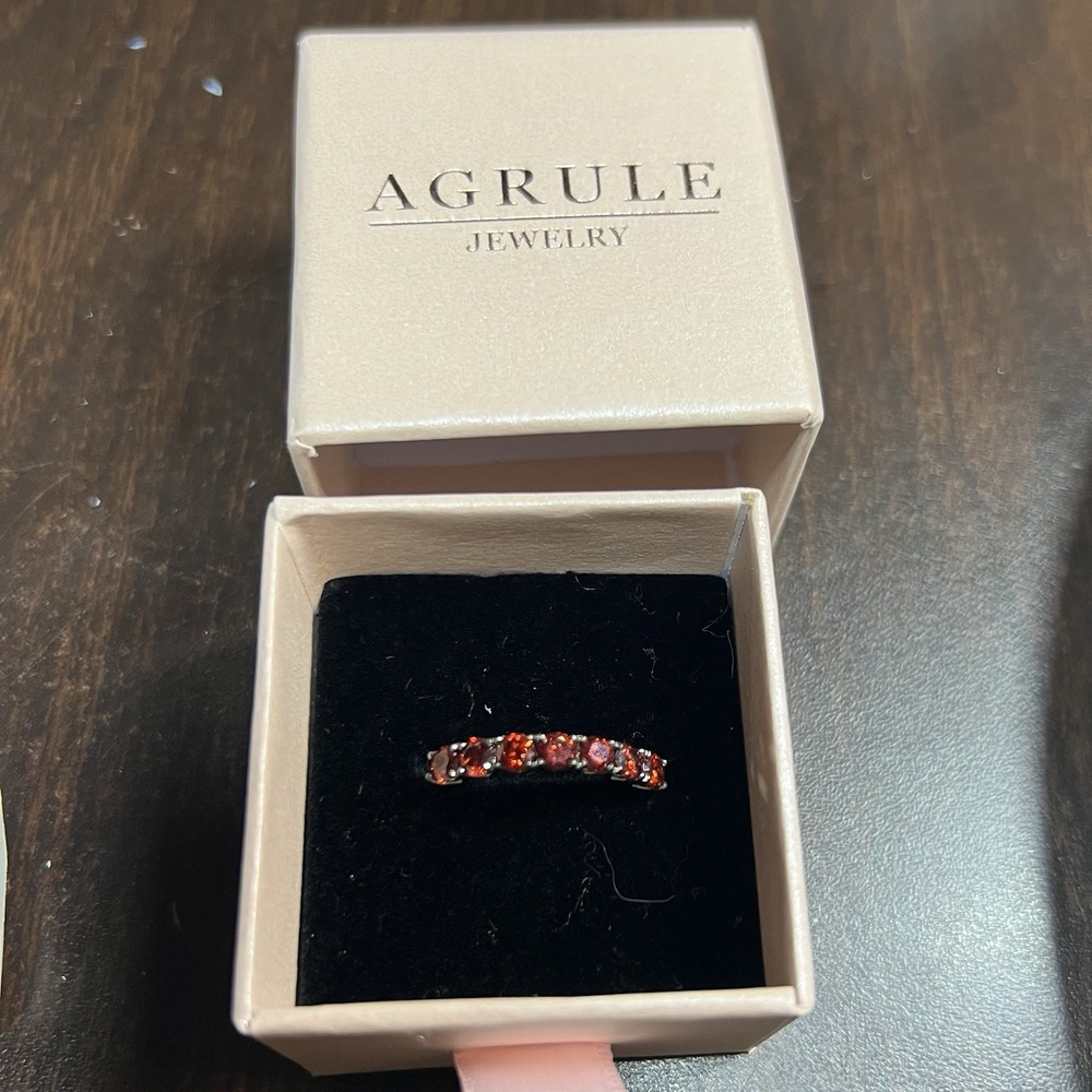 Agrule Birthstone Wedding Band Eternity Ring 925 CZ Garnet Size 9 Stackable